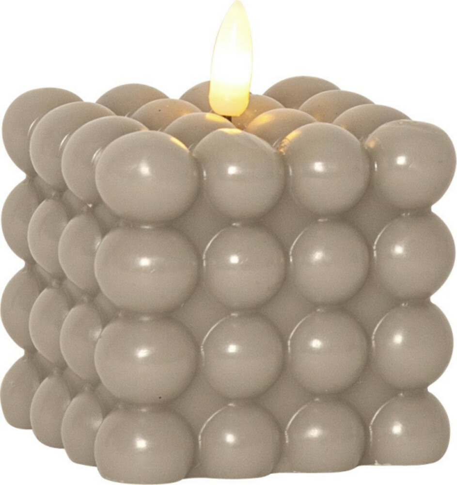 Schmuckvolle beige LED Kerze von Star Trading mit bewegender Flamme und Timer Funktion