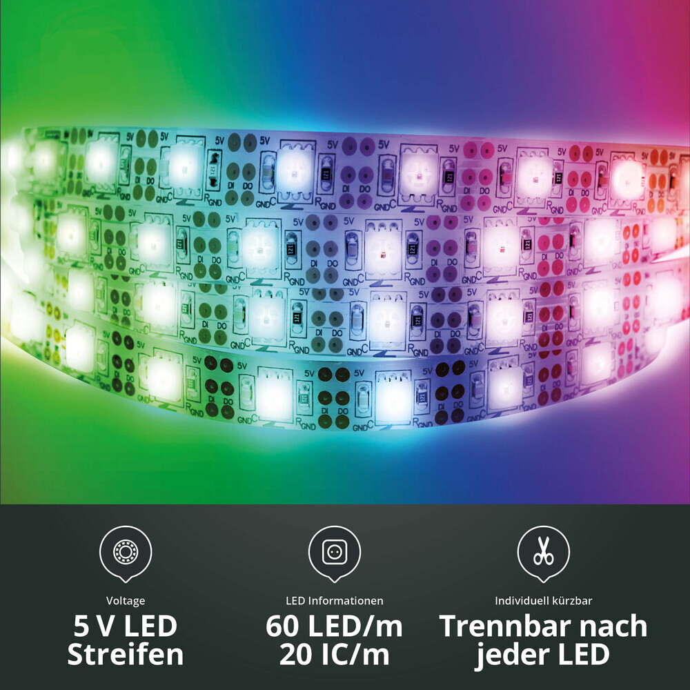 Leuchtender LED Streifen von LED Universum mit 60 LED pro Meter