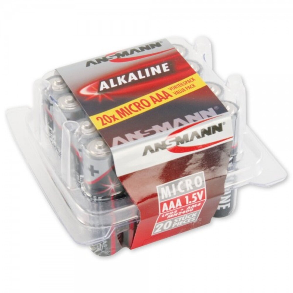 Hochwertige AAA Batterien der Marke Ansmann in großer Menge verpackt, Bereit zum Einsatz
