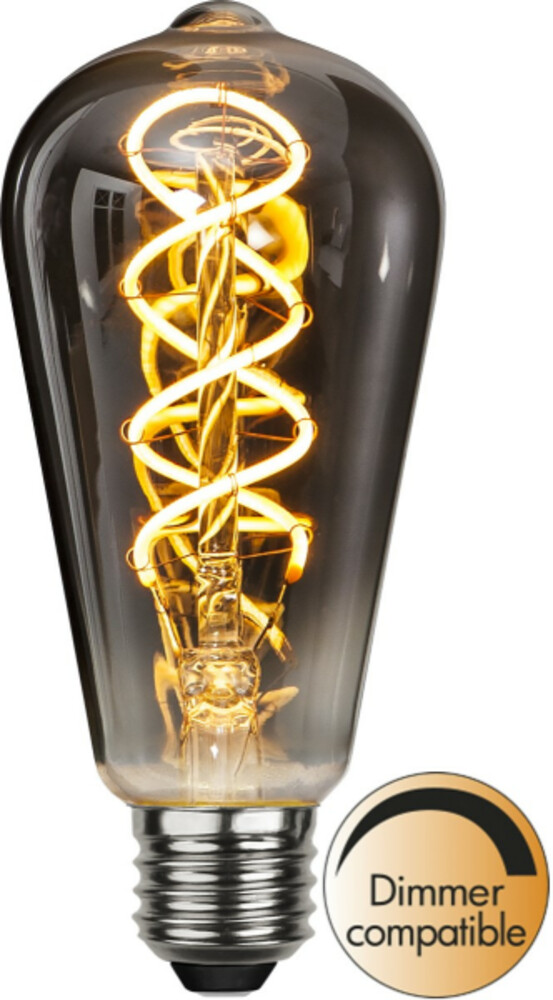 Hochwertiges rauchglasfarbenes Spiral Filament Leuchtmittel von Star Trading mit warmweißen 2100K