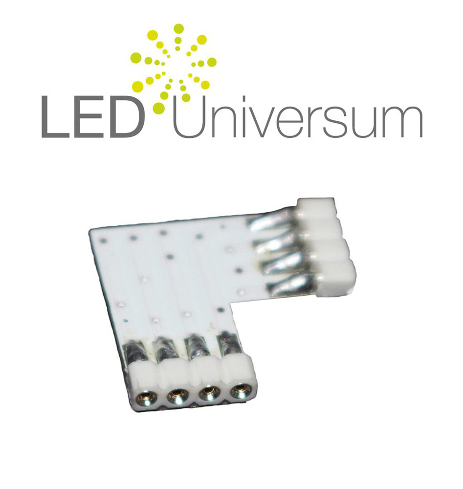 Weißer, 4-poliger Eckverbinder L-Connector für RGB LED Streifen von LED Universum