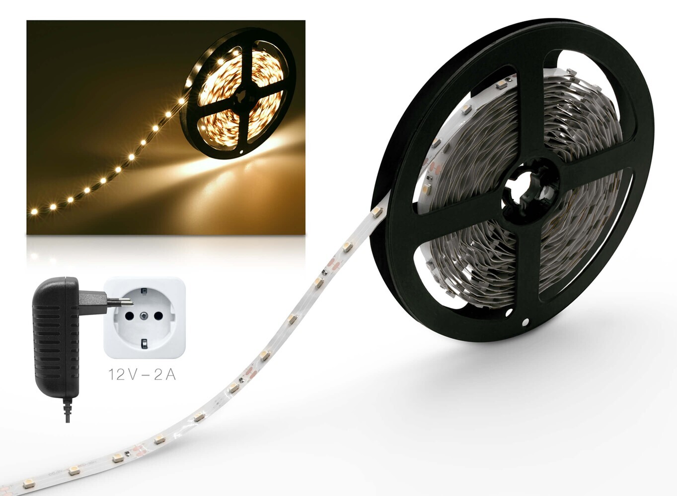 Hochwertiger LED Streifen von LED Universum in warmweiß, besonders hell und energieeffizient
