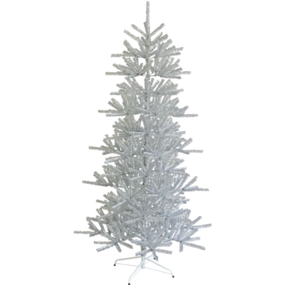 Glanzvoller silberner Weihnachtsbaum mit funkelnden Details, perfekt für die Outdoor-Dekoration, von Star Trading