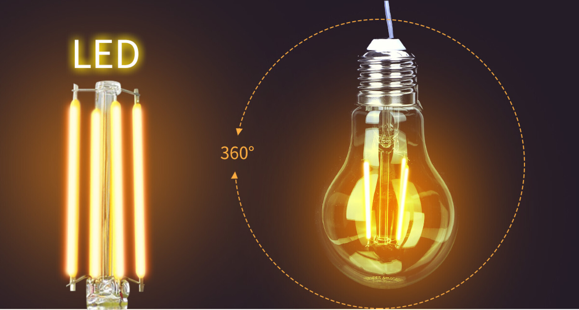 Hochwertiges LED Leuchtmittel von LED Universum mit Amber-Farbton und beeindruckender Lichtleistung