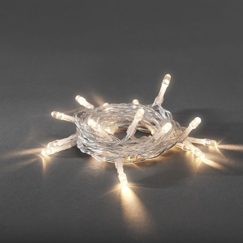 Warmweiße LED-Lichterkette von Konstsmide mit transparentem Kabel für den Innenbereich