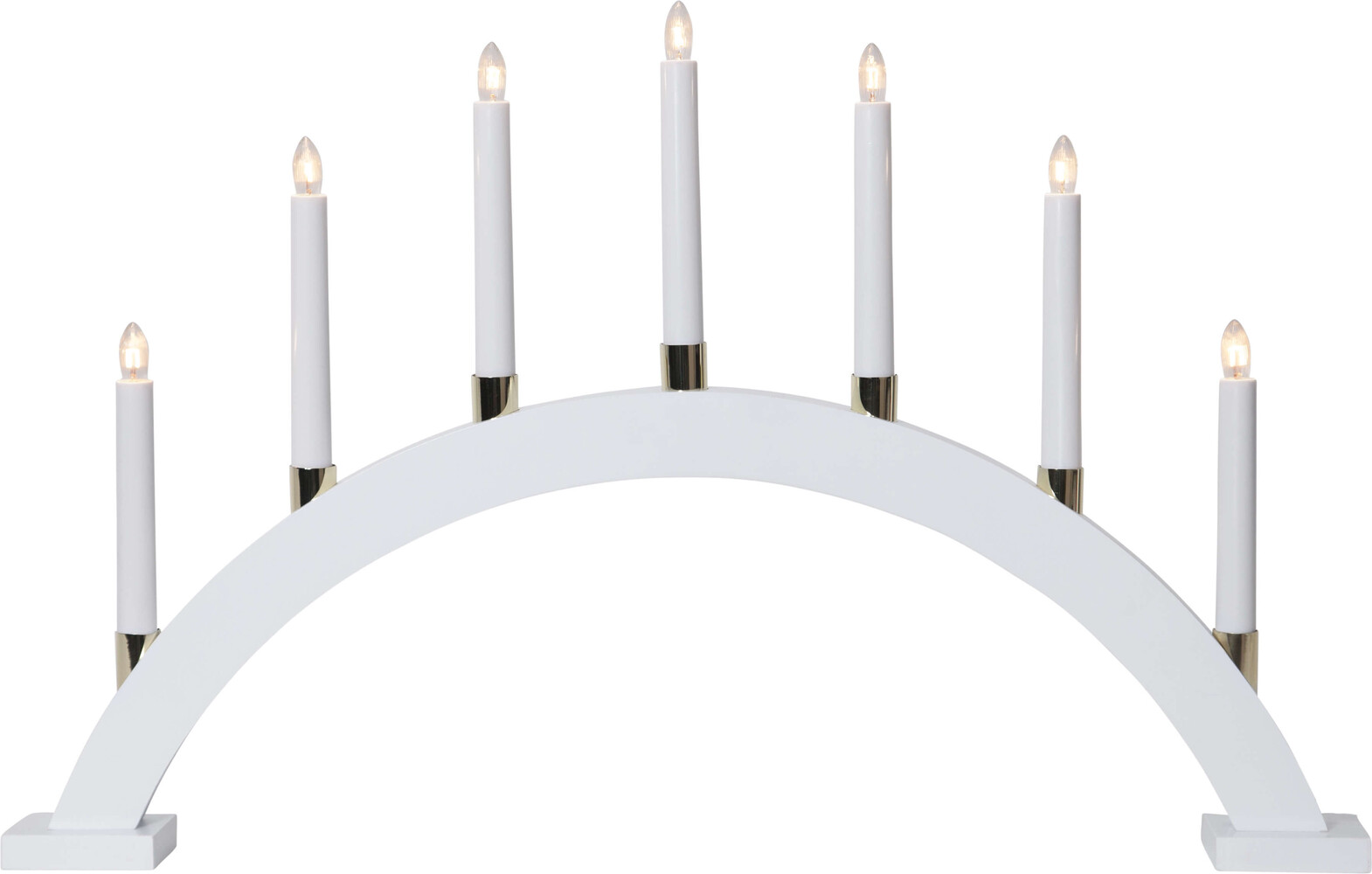 Eleganter weißer Leuchtbogen Gillian, 7 flammig, aus Holz und Metall von Star Trading