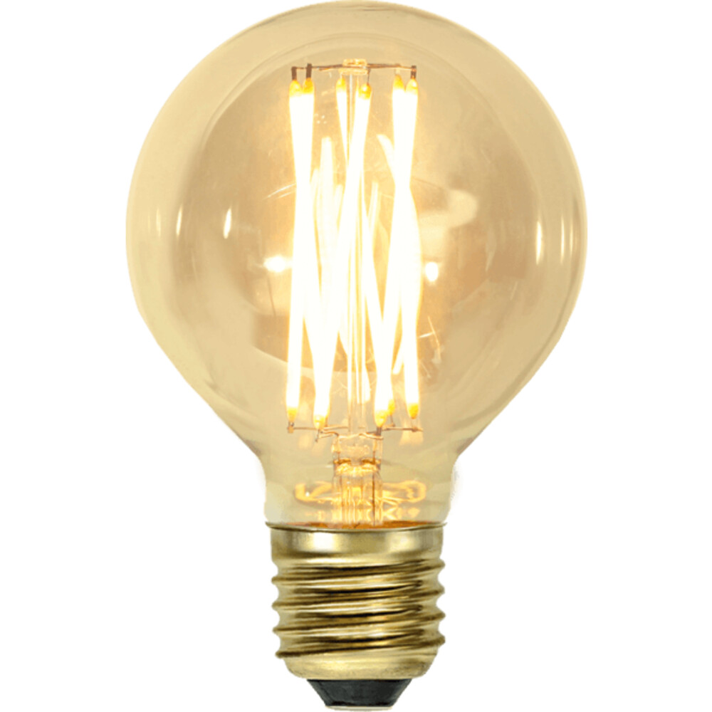 Strahlende LED-Lampe in Vintage Gold von Star Trading mit dimmbarer Funktion