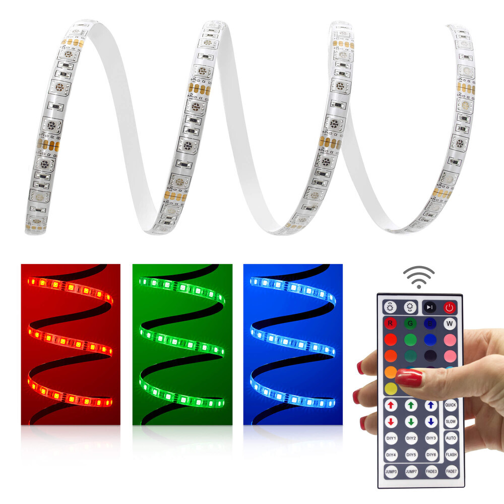 Hochwertiger RGB LED Streifen von LED Universum, mit einer leistungsstarken 44 Tasten Fernbedienung