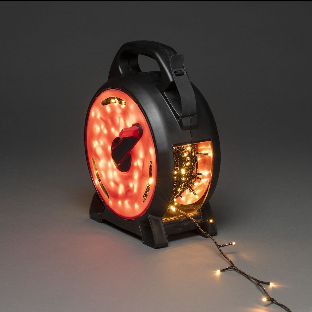 Schwarz-rote Micro LED Lichterkette von Konstsmide mit bernsteinfarbenen Dioden