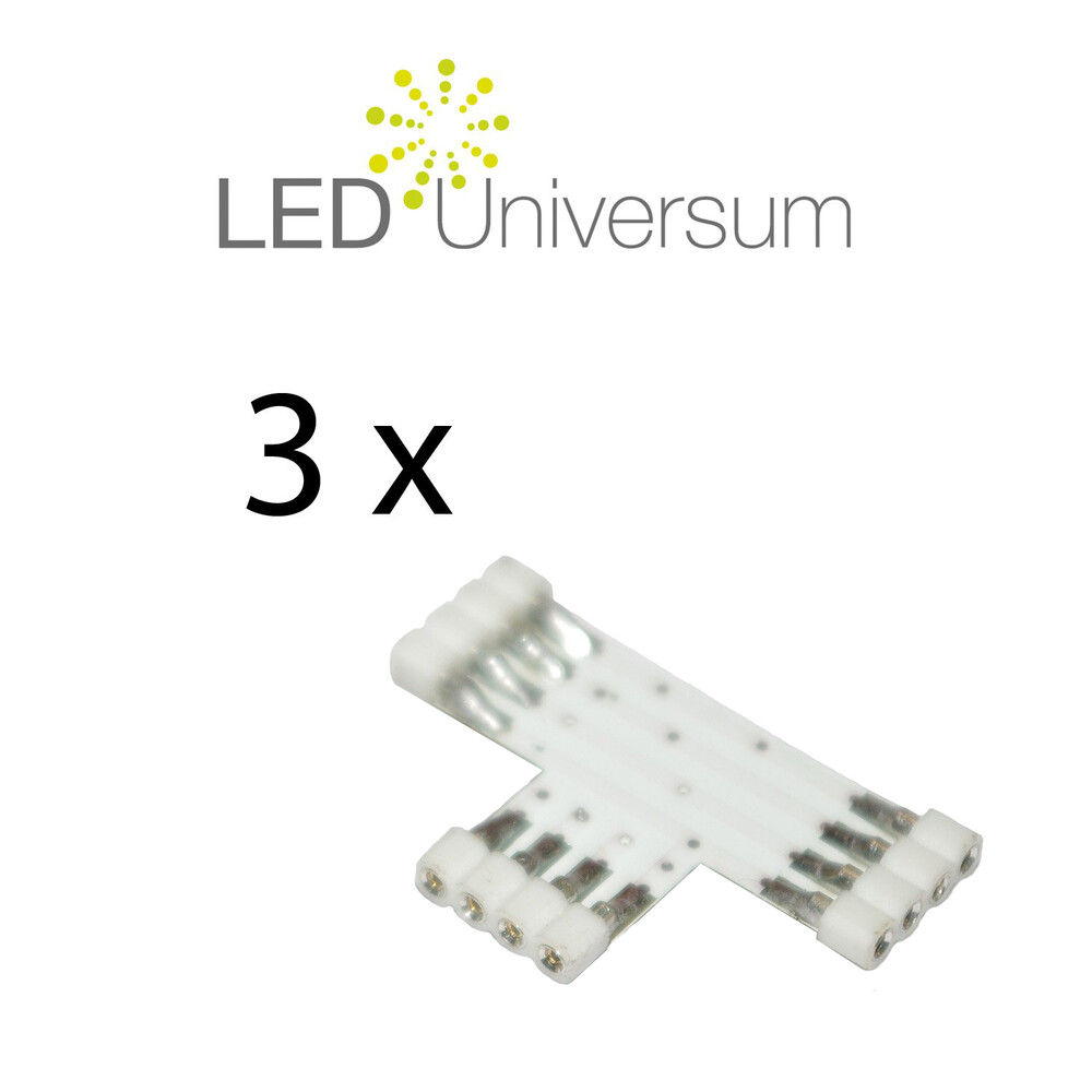 Weißer, 4-poliger LED Streifen Verbinder im 3er Set von LED Universum