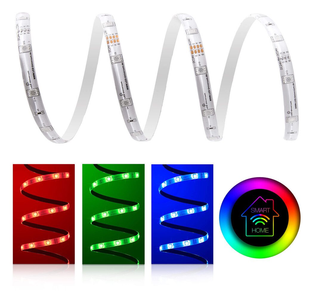 Premium LED Streifen von LED Universum mit IP65 Wasserschutz und farbenfroher RGB Beleuchtung für dein Smart Home