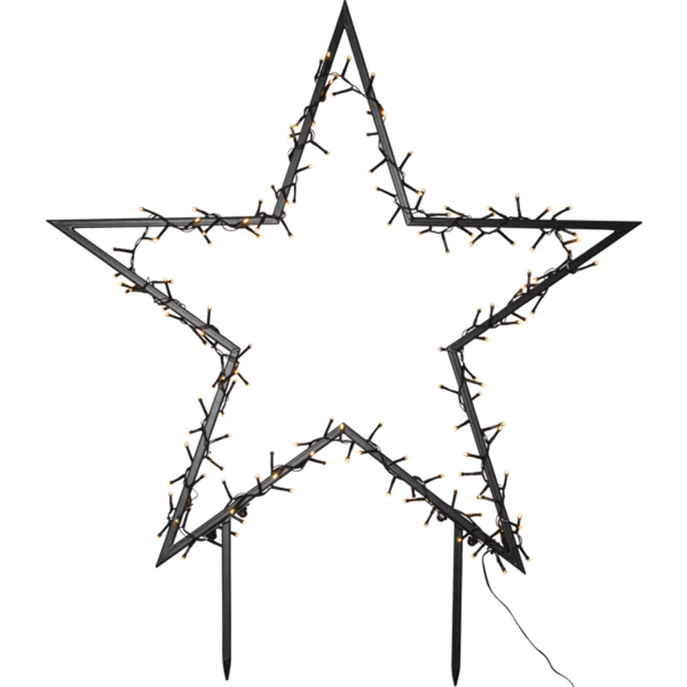 Schwarzer LED-Lichterstern Spiky von Star Trading mit 150 warmen weißen LEDs für den Außenbereich