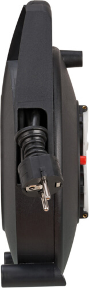 Hochwertige schwarze Kabeltrommel von Brennenstuhl Vario Line mit USB Ladestation und einer Länge von 10m H05VV F 3G1 5