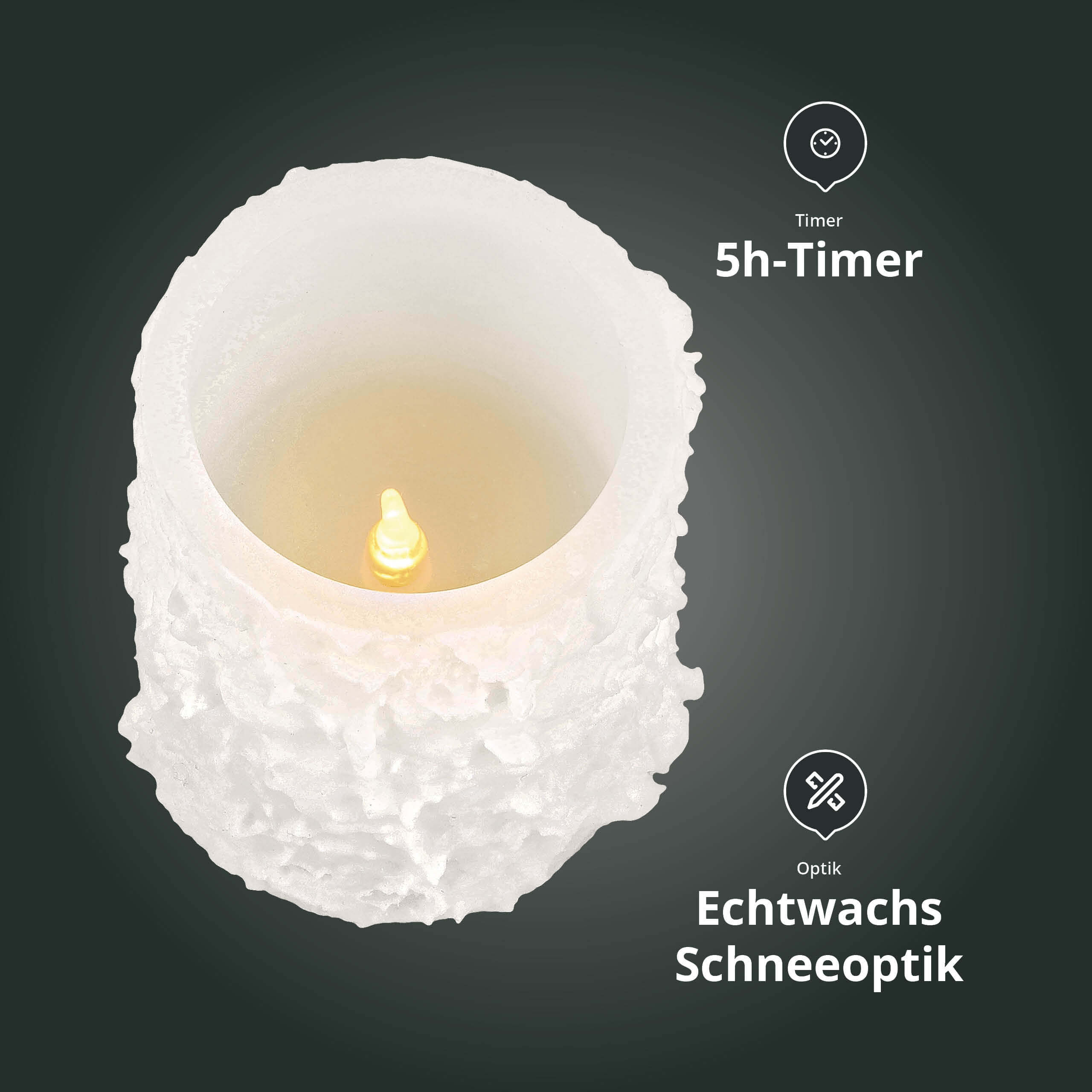 LED Kerze Schneeoptik "Elara" 12,5cm