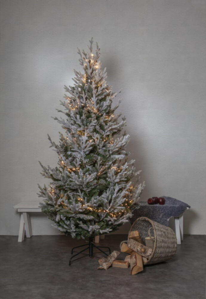 Grüner Weihnachtsbaum mit Schneedekor und Metallfuß von Star Trading