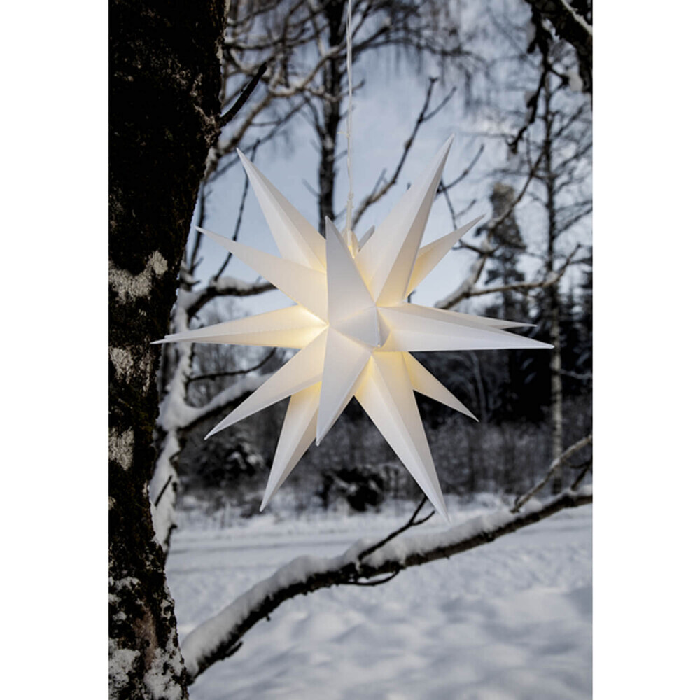 Attraktiver weißer Outdoor-Stern mit warmweißen LEDs von Star Trading