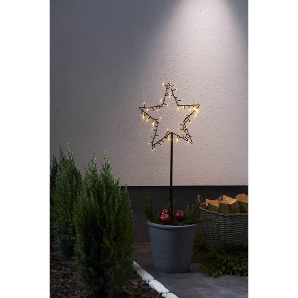Schöner Sterne LED Lichterstern Spiky von Star Trading für drinnen und draußen mit 60 warmweißen LEDs