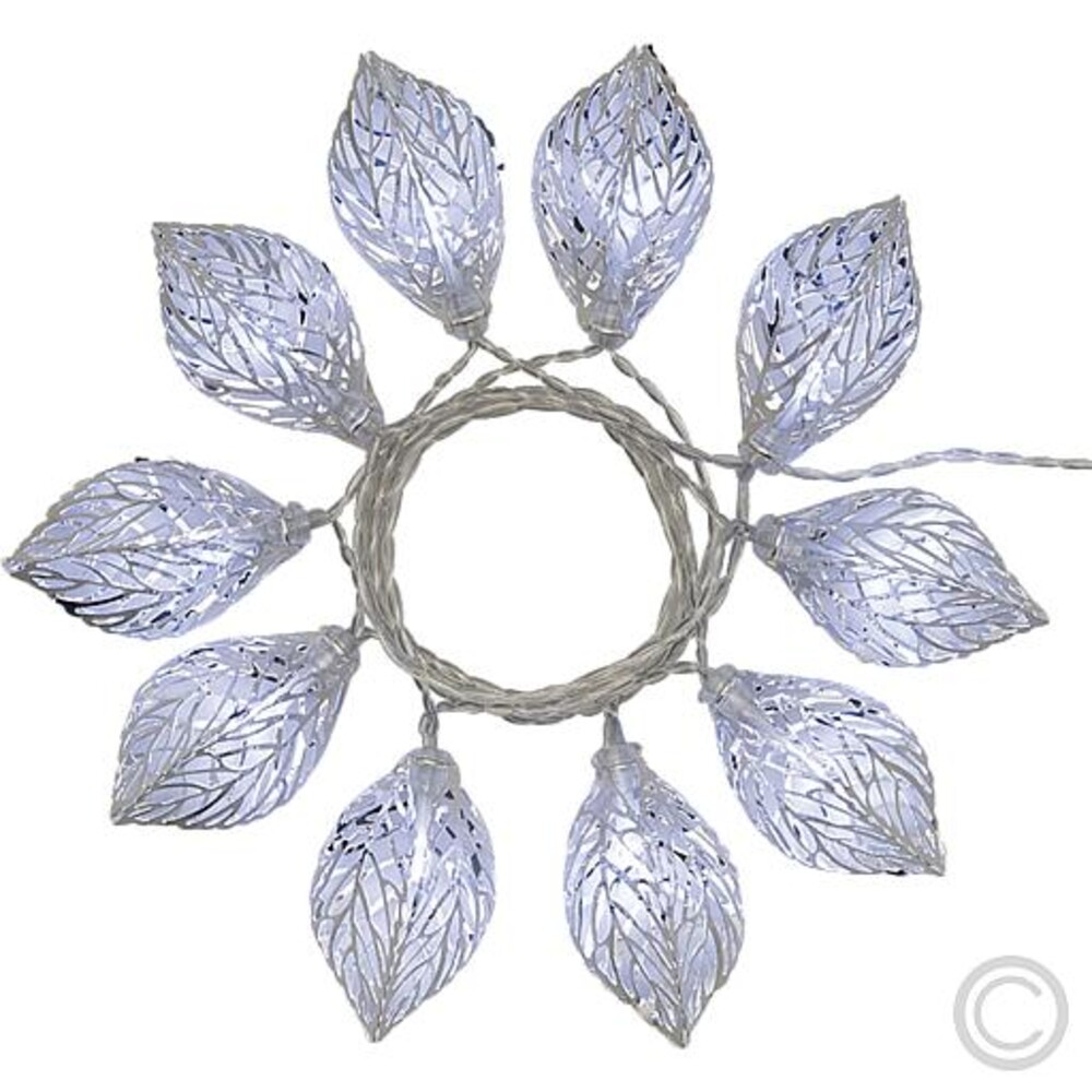 Schneeweiße Dekolichterkette mit Blättern von der Marke Lotti