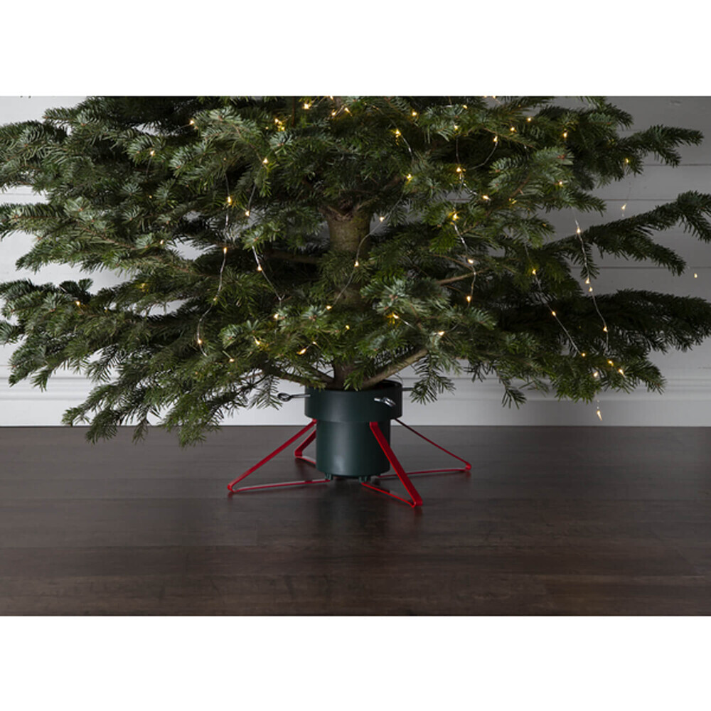 Dunkelgrüner, graniger Weihnachtsbaumständer von Star Trading mit einem Durchmesser von etwa 14 cm