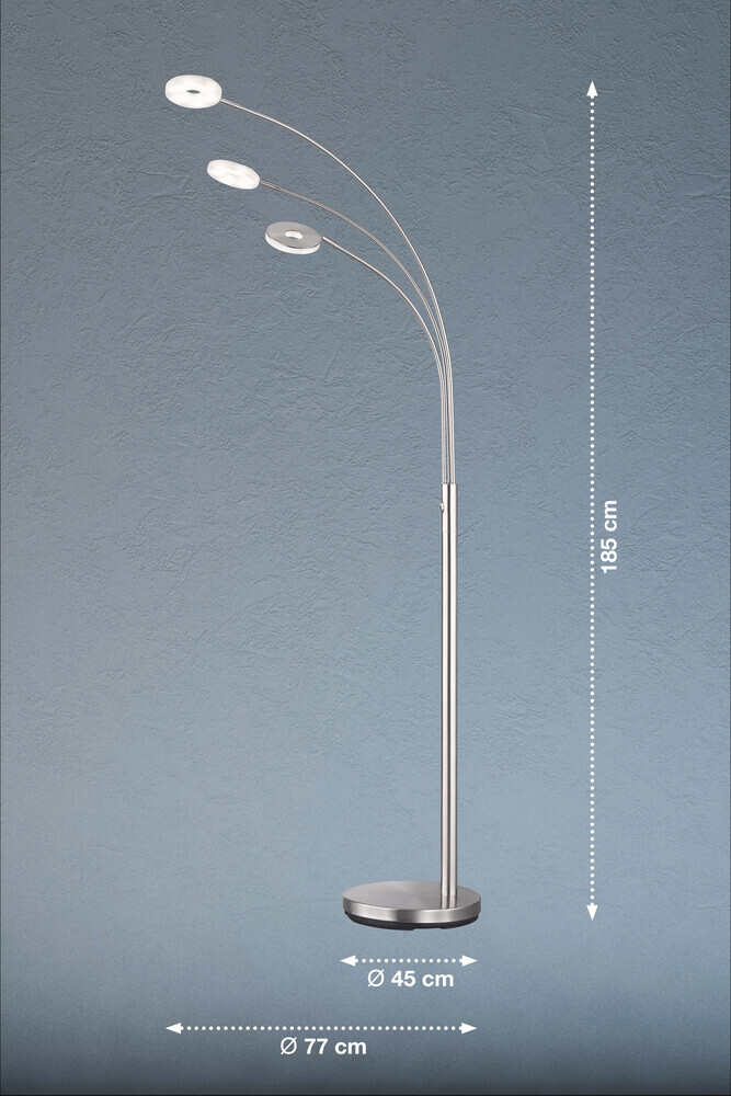 Stilvolle, matt nickelfarbene Stehlampe von Fischer & Honsel