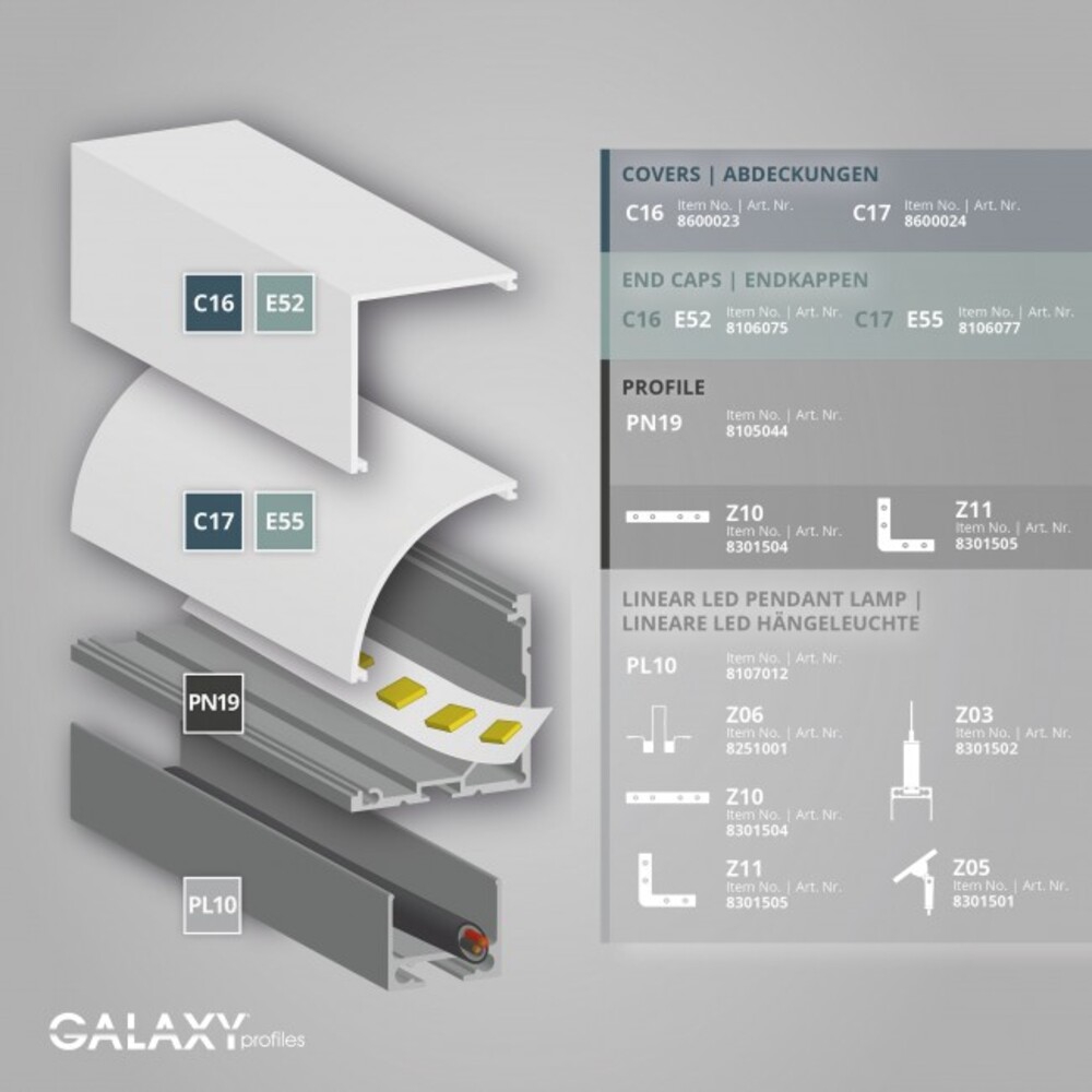 Hochwertiges LED-Profil von GALAXY profiles in makellosem Zustand