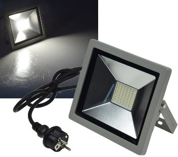 LED-Fluter SlimLine "CTF-SLT 30" silber, 30W, 2100lm, 4000K, neutralweiß, IP44