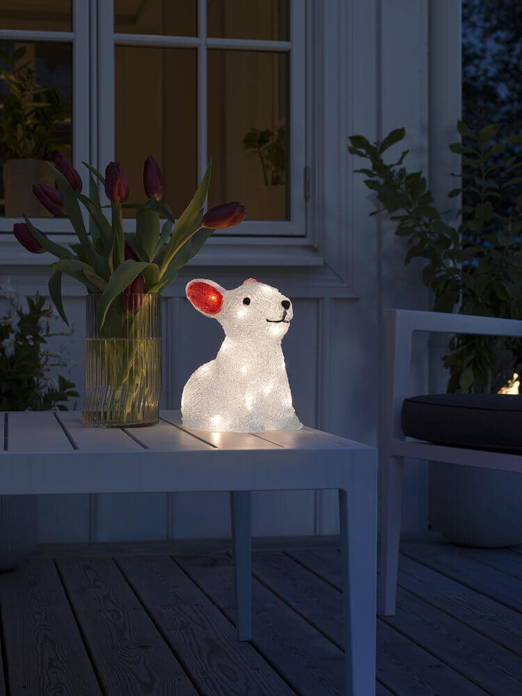 Stimmungsvolle warm-weiße Leuchtfigur in Form eines Acryl Kaninchens von der Marke Konstsmide