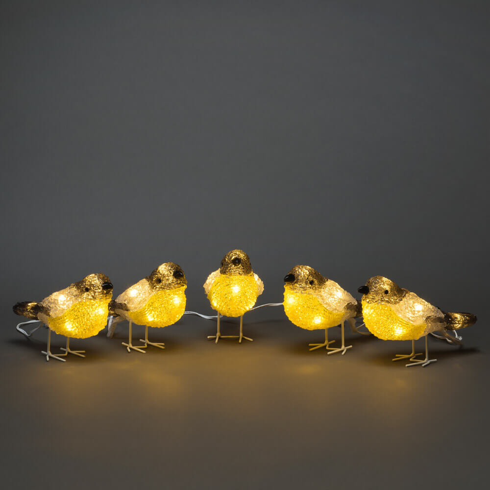 Acrylfigur, Vögel 6291-103 LED gelb, Konstsmide 5er