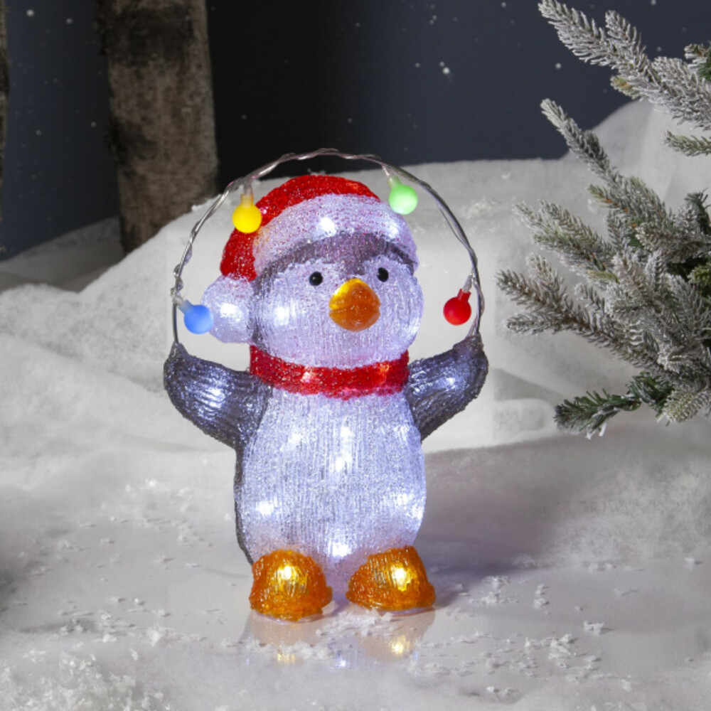 Bunte LED-Acrylfigur in Form eines Pinguins von Star Trading