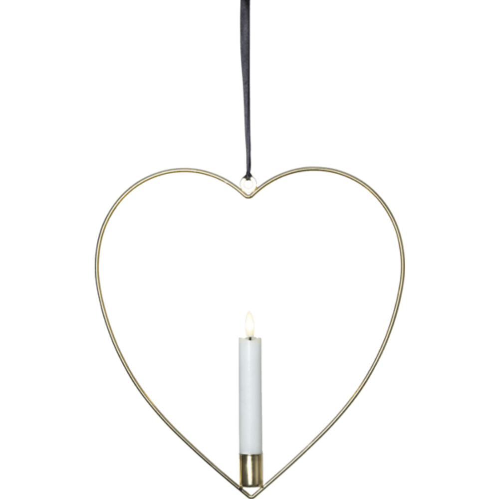 Die warmweiße LED-Kerze in Herzform von Star Trading strahlt einen romantischen Glanz aus und kann bequem mit einer Batterie betrieben werden