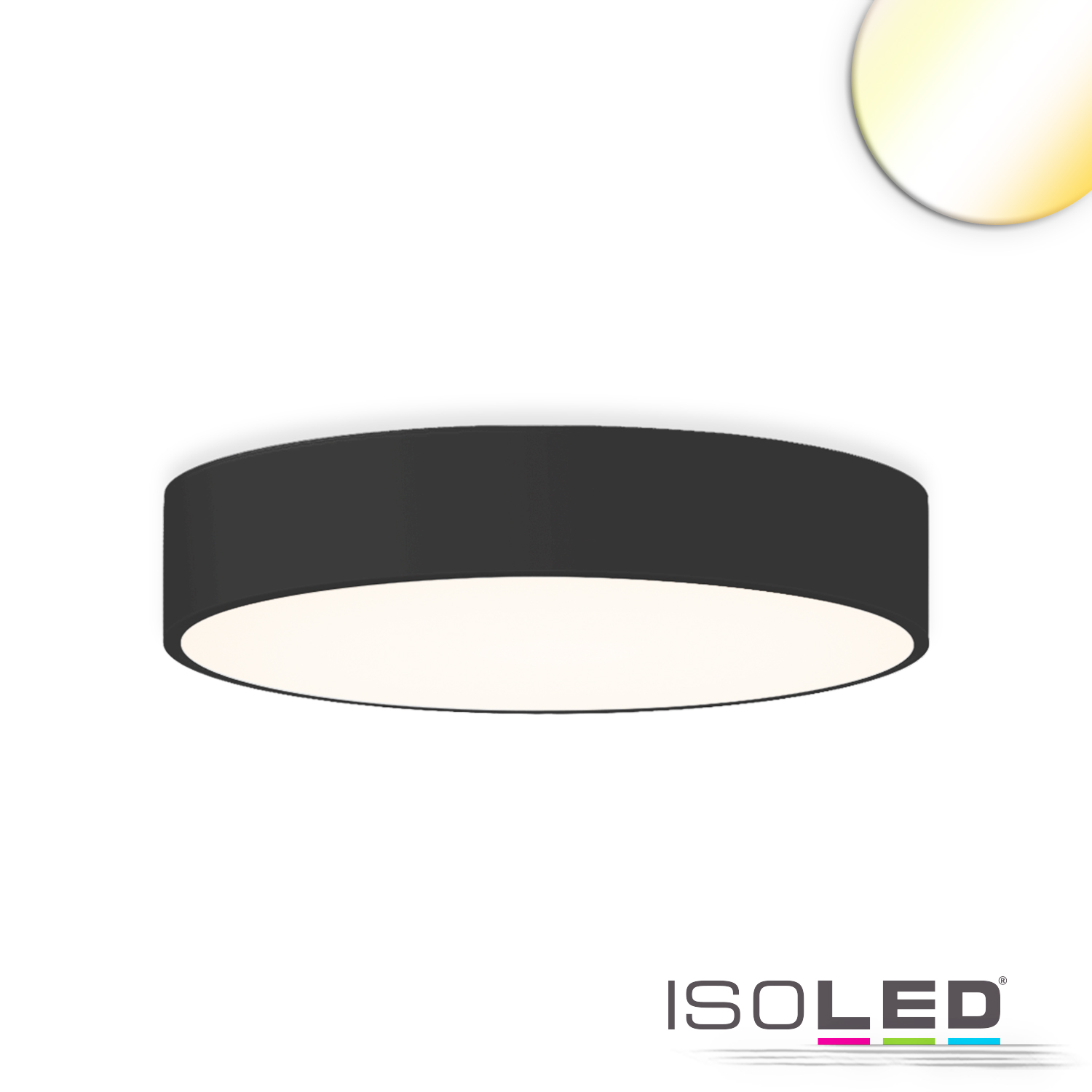 ISOLED 115204 LED Deckenleuchte, DN600, schwarz, 52W, ColorSwitch 3000|3500|4000K, dimmbar