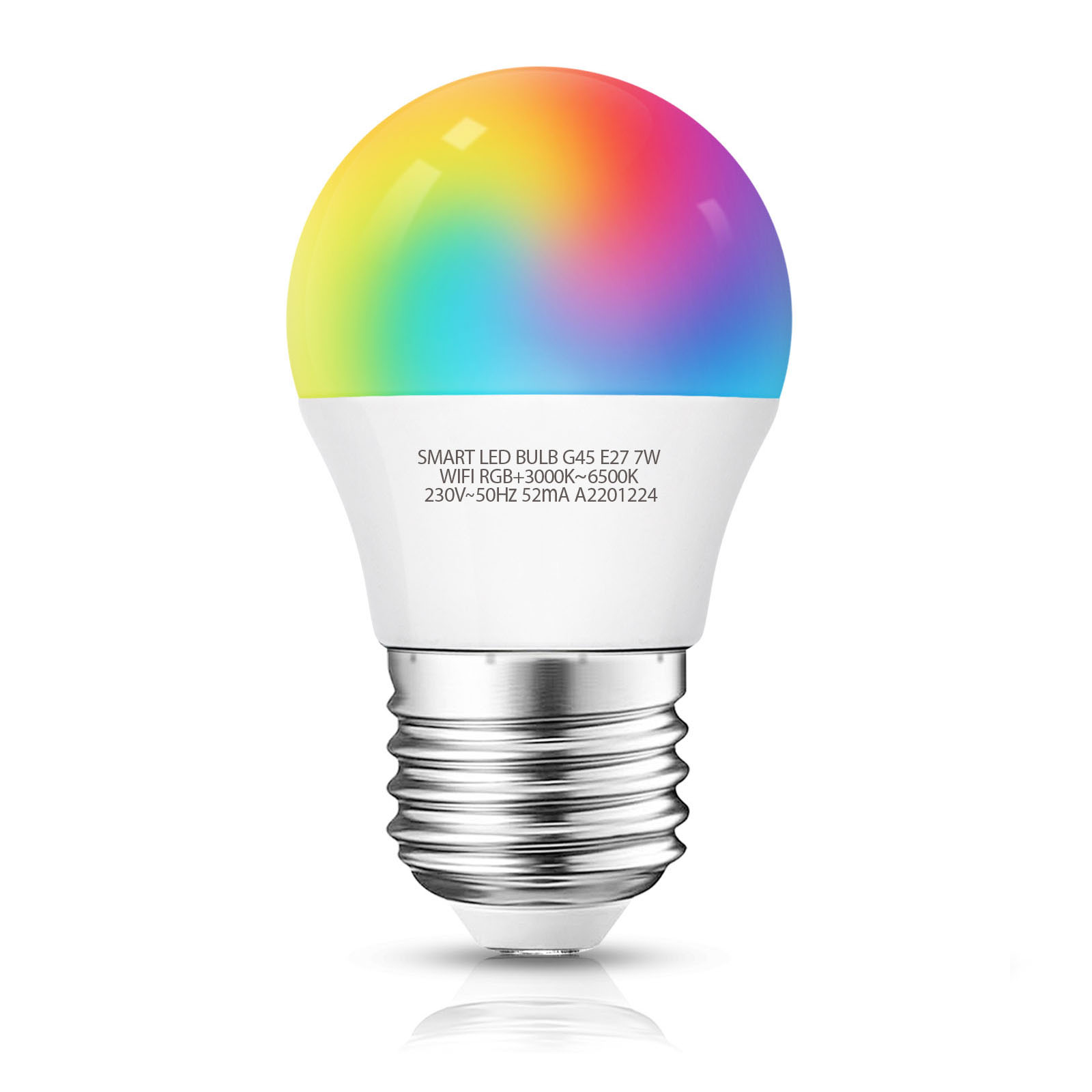 Smart LED Leuchtmittel Glühlampe 6,5W E27 RGB+CCT 2700-6500K 555lm Ø45x89mm (G45) WLAN WB App Google Alexa