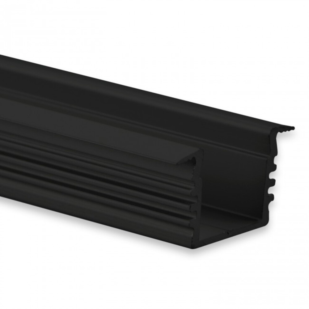 Hochwertiges LED Einbauprofil von GALAXY profiles in schwarz mit einer Länge von 200 cm und maximaler LED Stripe Breite von 12 mm