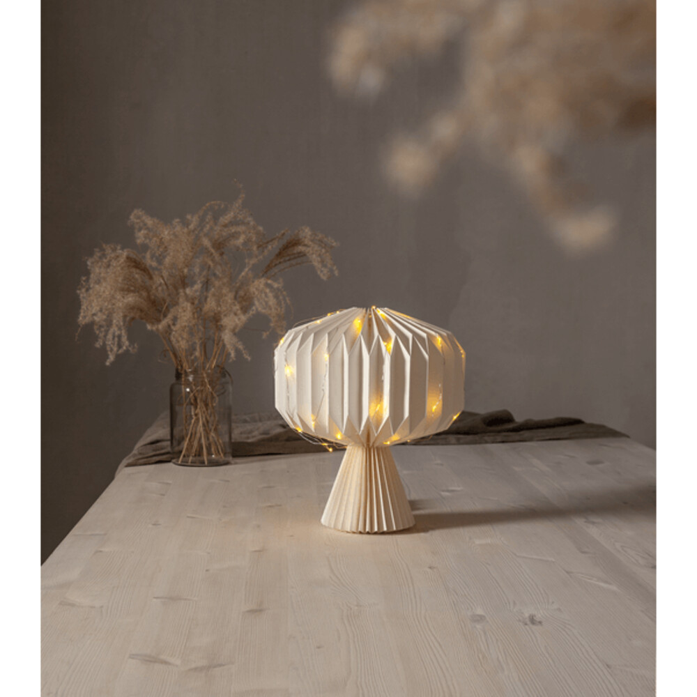 Stilvolle weiße Lampenfassung von Star Trading, kunstvoll gefaltetes Papier in Honeycomb-Design