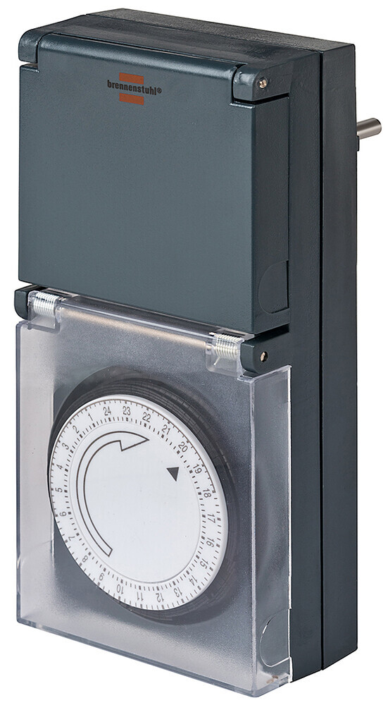 Hochwertige Brennenstuhl Zeitschaltuhr für LED Universum, von Brennenstuhl, IP44 geschützt, Tages Timer Steckdose, mit Schutzabdeckung, schwarz