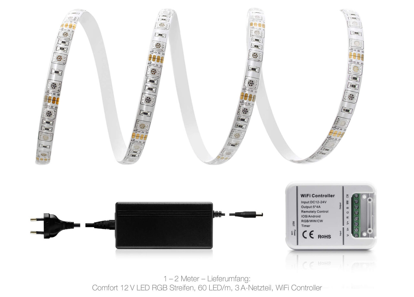 Hochwertiger, farbenfroher LED Streifen von LED Universum mit integrierter WLAN-Funktion