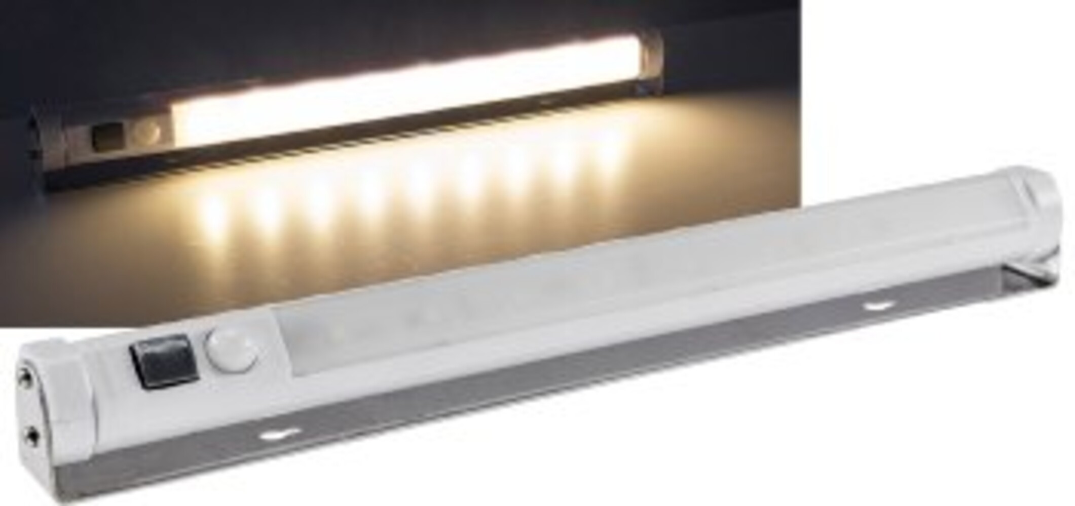 Beleuchtetes warmweißes LED Unterbaulicht von ChiliTec mit integriertem  Bewegungsmelder