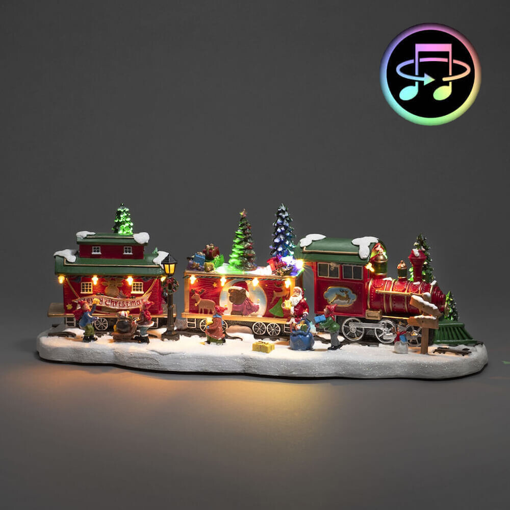 Bunte LED-Leuchtfigur Zug mit rotierendem Weihnachtsbaum von Konstsmide
