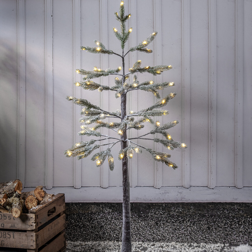 Star Trading 603-21 LED-Tannenbaum "Tanne"ca. 58x120 cm, zum Stellen, grün, Schneedekor,95 ww LED, Trafo, 5m Zuleitung, outdoor,Vierfarb-Karton