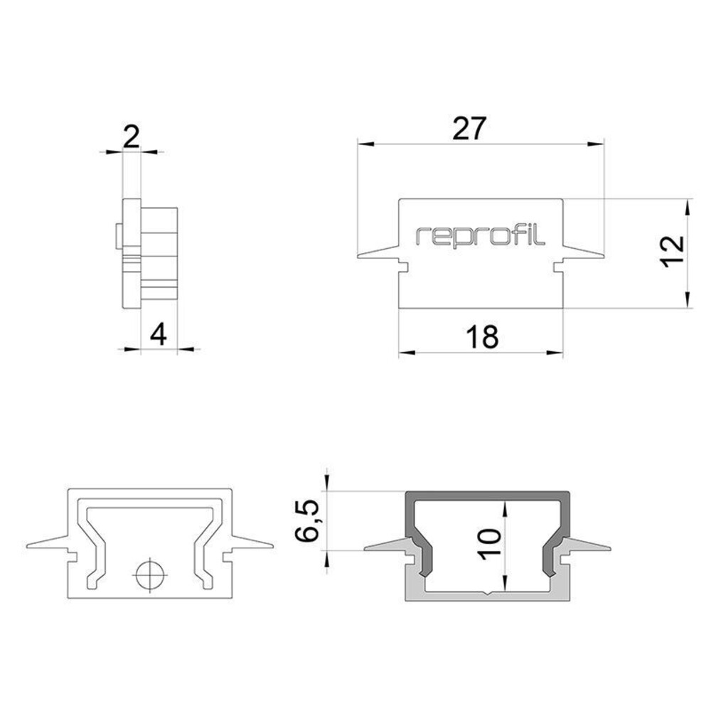 Hochwertige Endkappen von Deko-Light in einem 2er-Set mit einer Breite von 6mm und einer Höhe von 12mm
