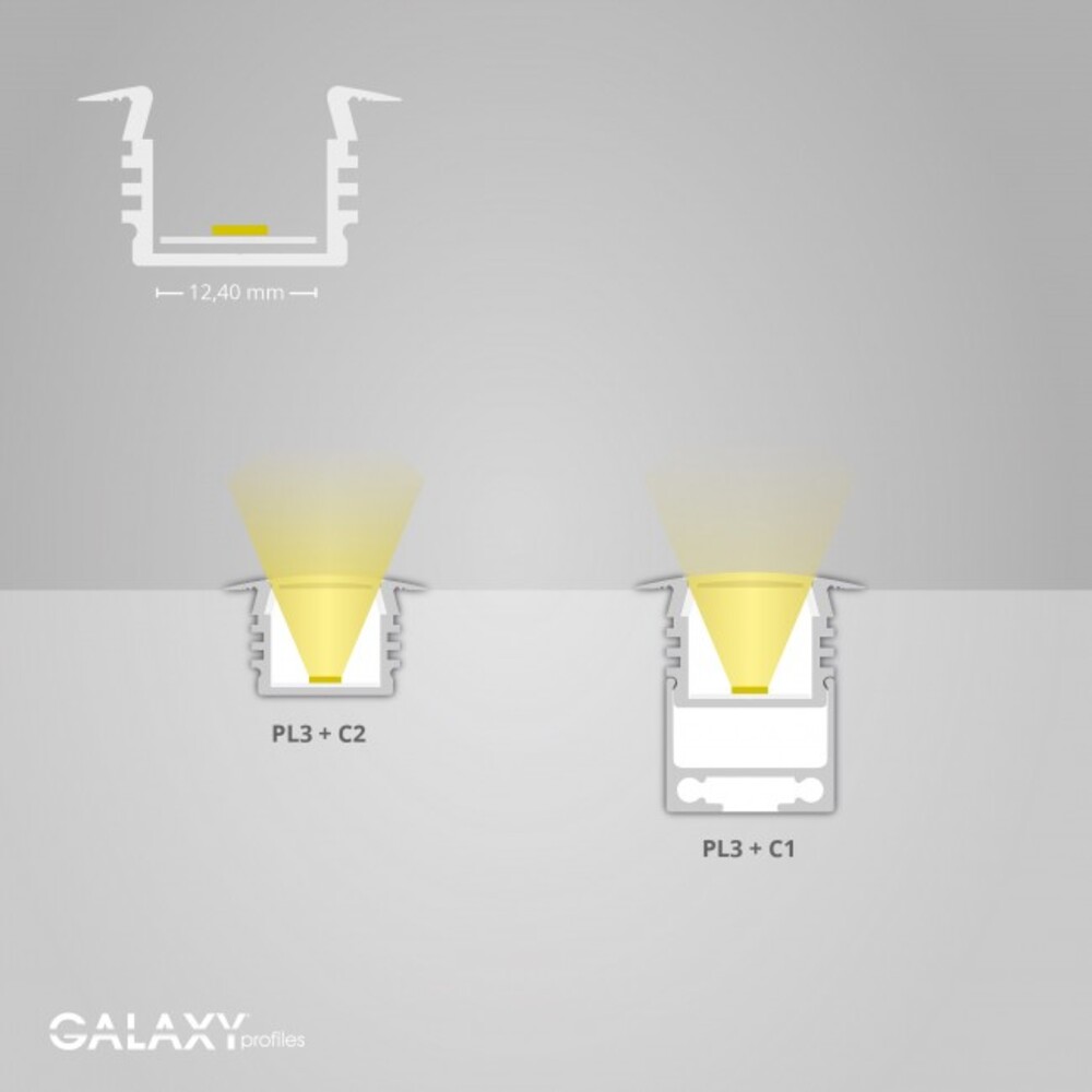 Hochwertiges LED Profil von GALAXY profiles, 200 cm mit hoher Flügel für LED Stripes max 12 mm