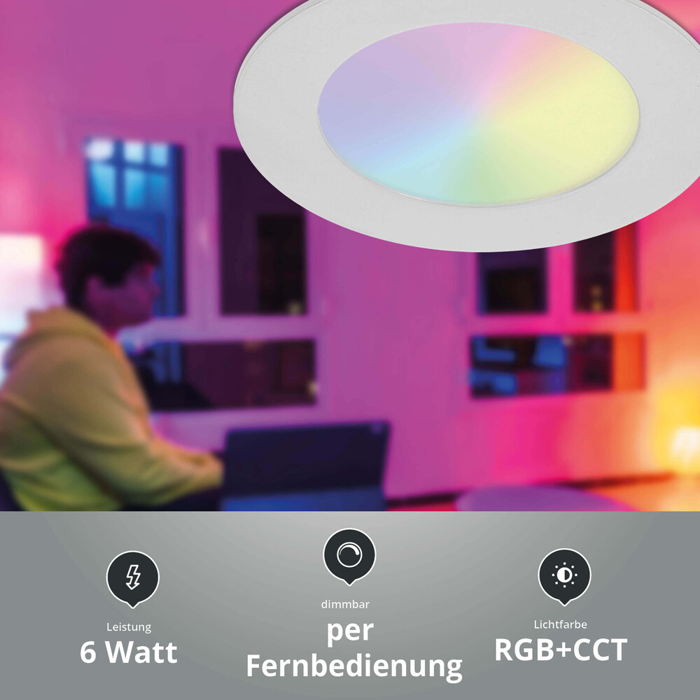 Eleganter und dimmbarer Deckenstrahler von LED Universum in RGB und CCT 2800-6500K, inklusive Fernbedienung