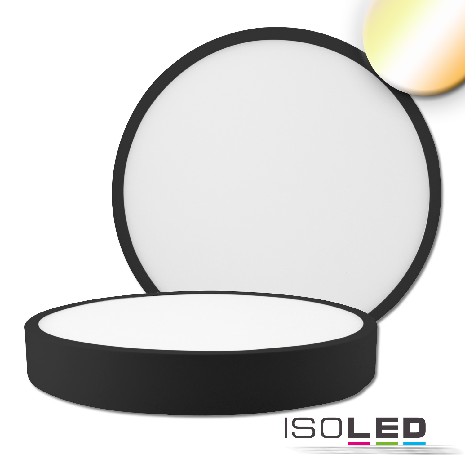 ISOLED 114912 LED Deckenleuchte PRO schwarz, 30W, rund, 300mm, ColorSwitch 2700K|3000K|4000K, dimmbar