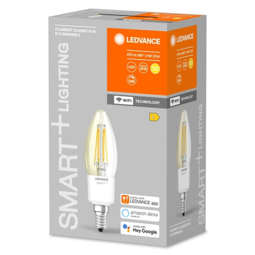 Glühende LEDVANCE Leuchtmittel mit Dimm-Funktion und warmer Lichtfarbe von 2700 K