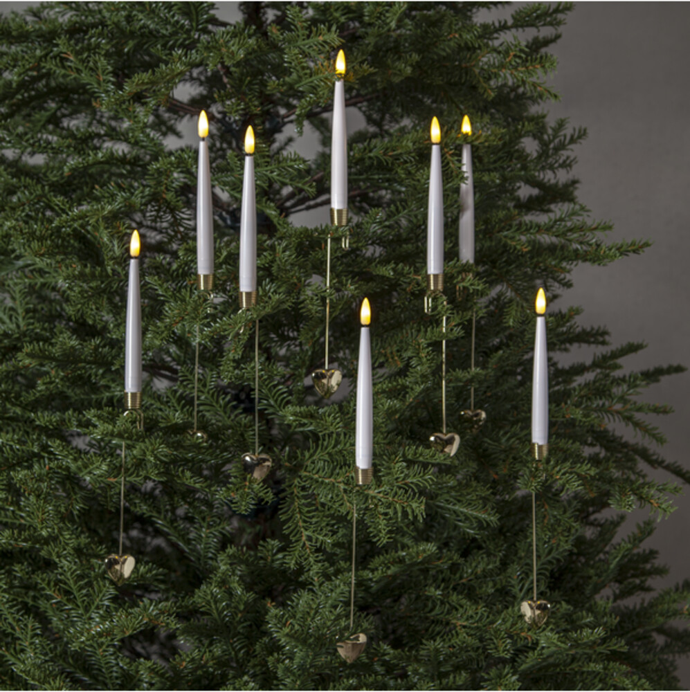 Herrlich weiße LED Kerzen von Star Trading mit goldenem Metallhalter und Herz, kabellos und mit praktischer Fernbedienung