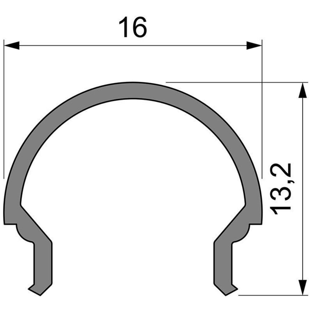 Rechteckige Abdeckung mit einer Länge von 3000 mm, einer Breite von 16 mm und einer Höhe von 13-15 mm aus dem Hause Deko-Light