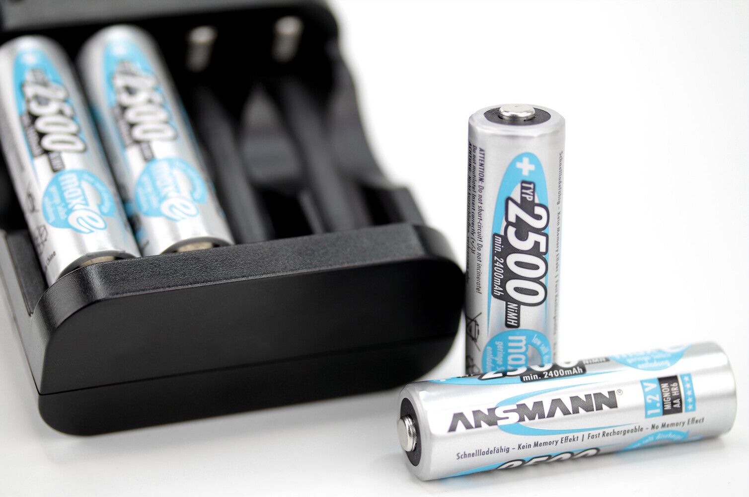 Hochleistungs-AA-Batterien von Ansmann in sammelverpackt mit einer maximalen Kapazität von 2400 mAh