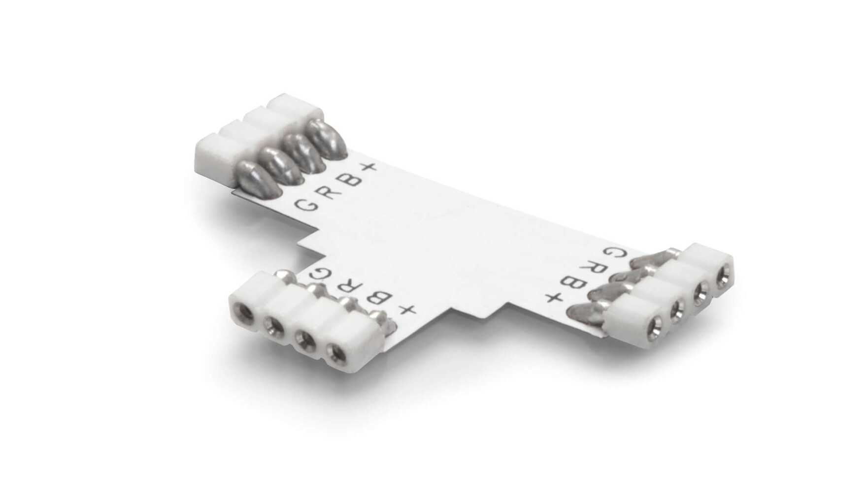Weißer LED Streifen Verbinder von LED Universum, inklusiv 3 Lötstifte, ideal für RGB LED Streifen