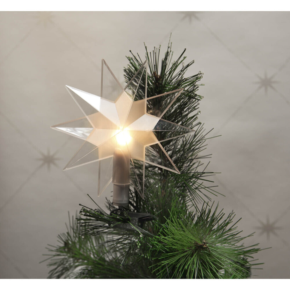 Bezaubernde, transparente und beleuchtete Christbaumspitze von Star Trading in Kunststoff