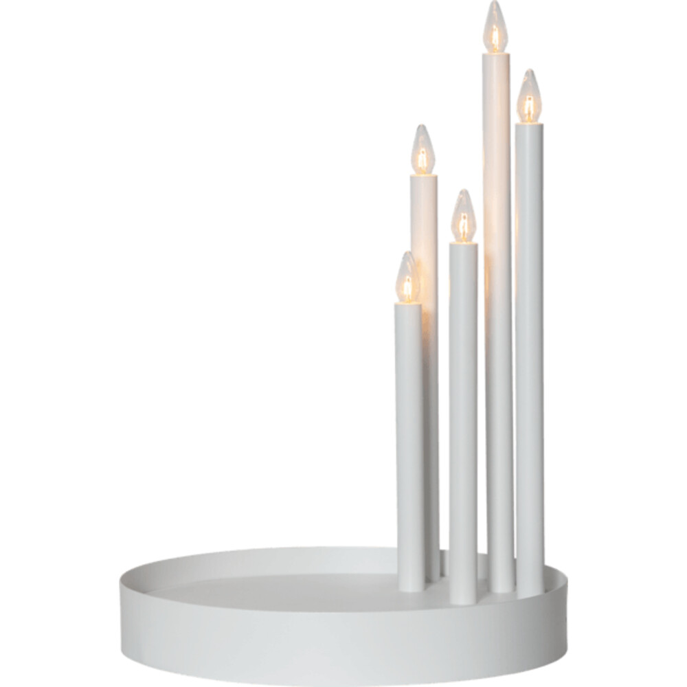 Eleganter weißer Metall-Leuchter mit 5 warmweißen Birnen von Star Trading